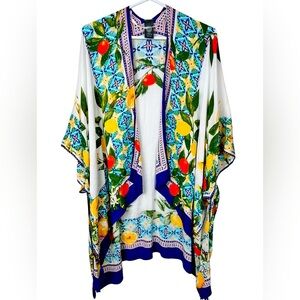 Vince Camuto lemon tile printed topper, coverup, One Size, Beach Pool Resort